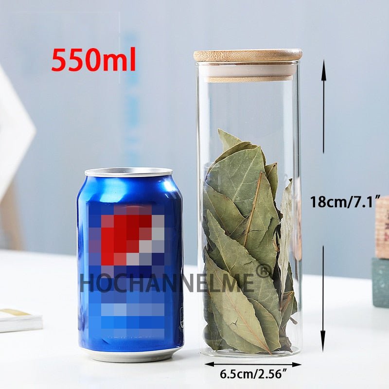 Glasbehälter rund mit Deckel aus Glas und Bambus - 4llaroundhome